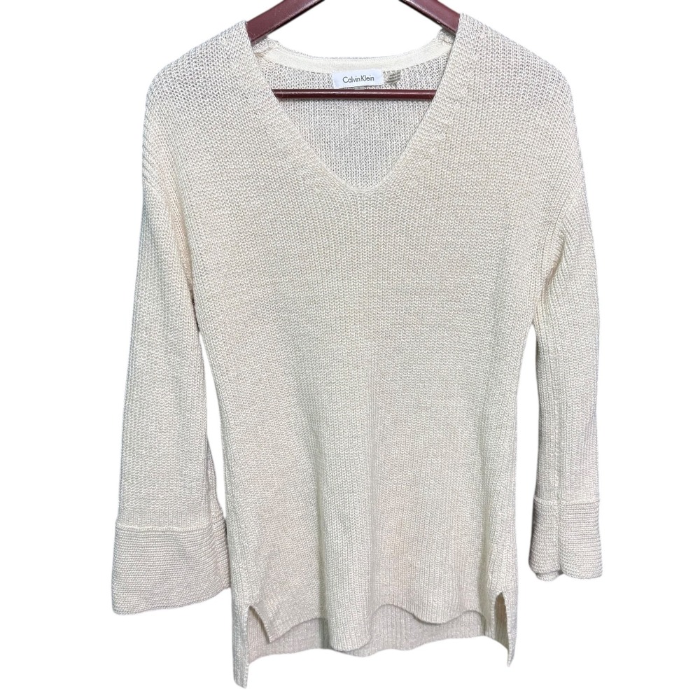 Calvin Klein Sweater Womens Medium Pull Over V Neck Long Sleeve